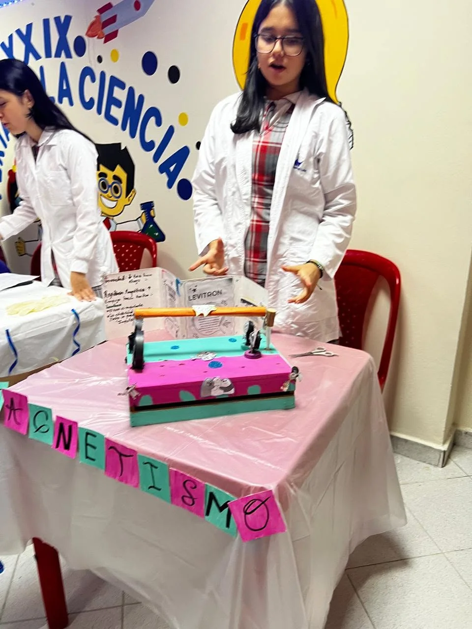 Demostración escolar sobre magnetismo.
